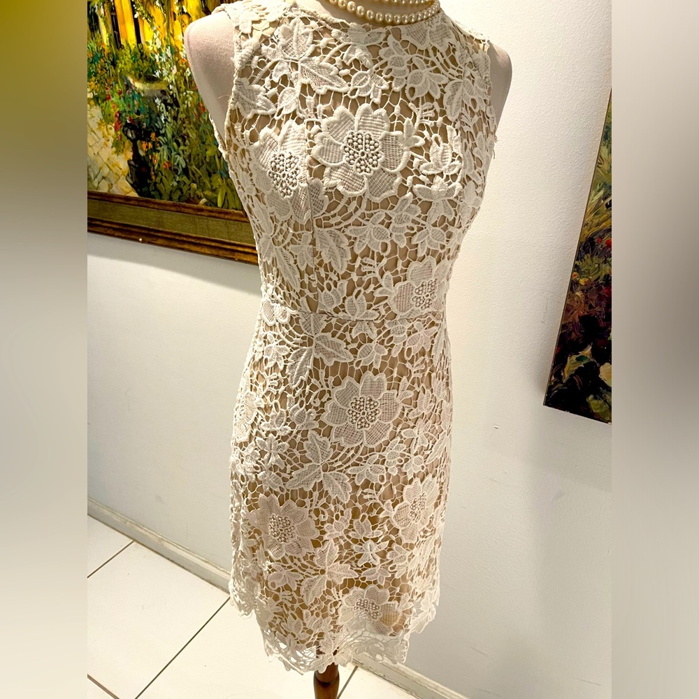 Ryan Michelle Ivory Lace Sleeveless Dress Size Small